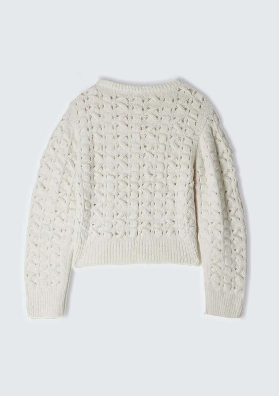 Kdn_Yün Karışımlı Blok Detaylı Bisiklet Yaka Kazak Kadın Bej Kazak - 324A145YM105A