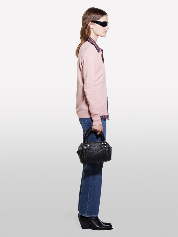 Kdn_Yün ve Kaşmir Karışımlı Ribana Detaylı Bisiklet Yaka Hırka Kadın Nude Hırka - 324A102HM5237