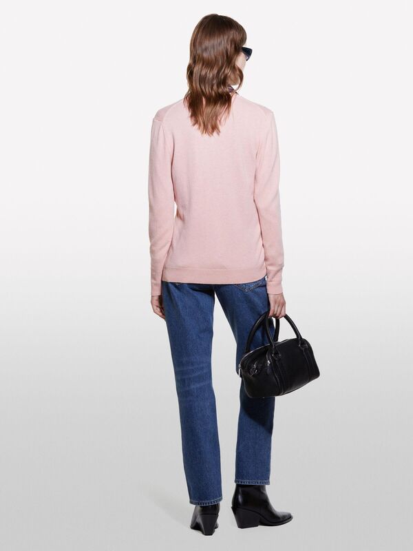 Kdn_Yün ve Kaşmir Karışımlı Ribana Detaylı Bisiklet Yaka Hırka Kadın Nude Hırka - 324A102HM5237