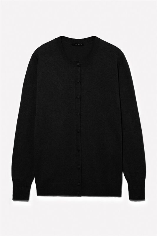 Kdn_Yün ve Kaşmir Karışımlı Ribana Detaylı Bisiklet Yaka Hırka Kadın Siyah Hırka - 324A102HM5237