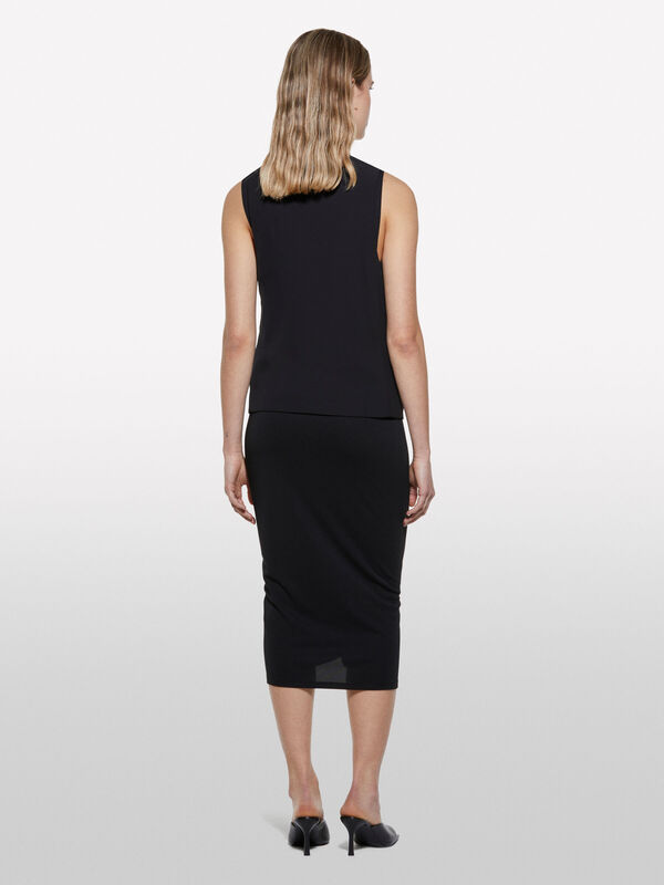 Kemer Detaylı Düğmeli Cepli V Yaka Yelek Kadın Siyah Yelek - 325P21H1LJ00T