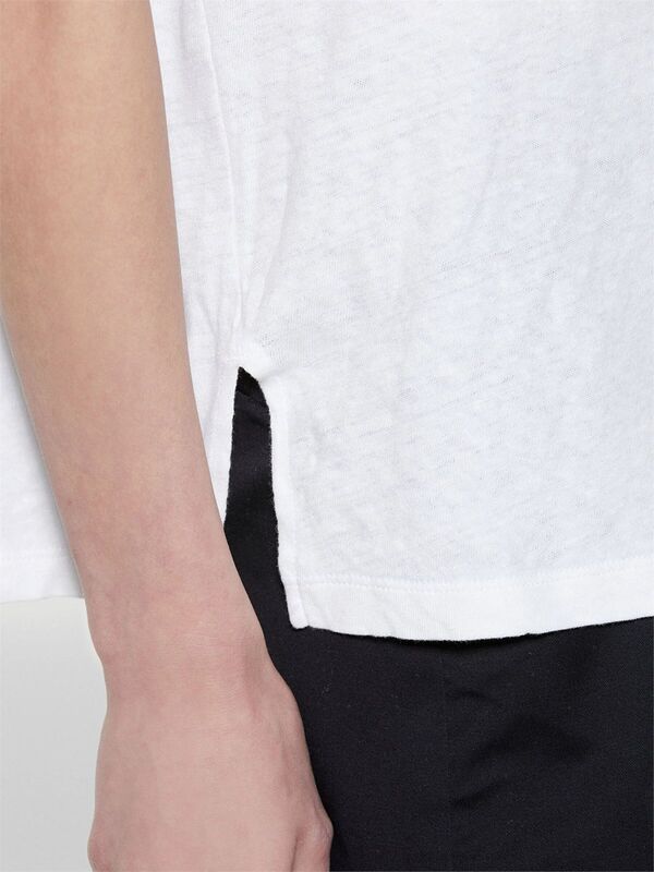 Keten Karışımlı Bisiklet Yaka T-Shirt Kadın Beyaz T-Shirt - 325P3UTFL107C