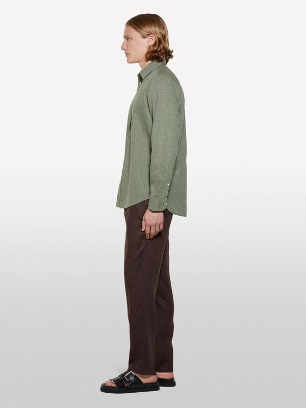 Keten Karışımlı Çizgili Regular Fit Gömlek Erkek Mix Gömlek - 325P51FCSQ03G