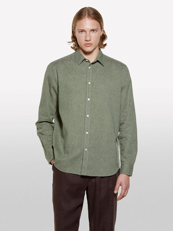 Keten Karışımlı Çizgili Regular Fit Gömlek Erkek Mix Gömlek - 325P51FCSQ03G