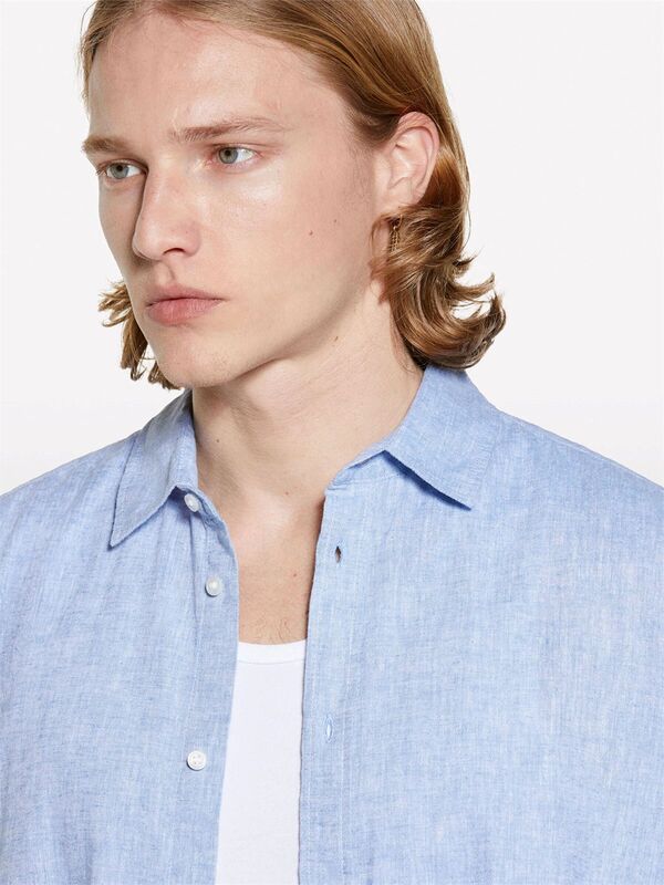 Keten Karışımlı Çizgili Regular Fit Gömlek Erkek Yeşil Gömlek - 325P51FCSQ03G