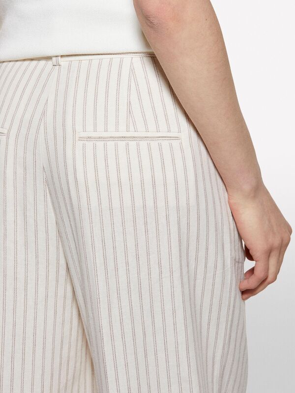 Keten Karışımlı Düğmeli Yüksek Bel Palazzo Pantolon Kadın Siyah Pantolon - 325P45ICLF06W