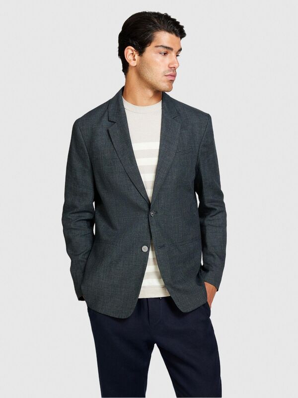 Keten Karışımlı İki Düğmeli Biye Cep Detaylı Ceket Erkek Siyah Mix Ceket - 324P234XSW01V