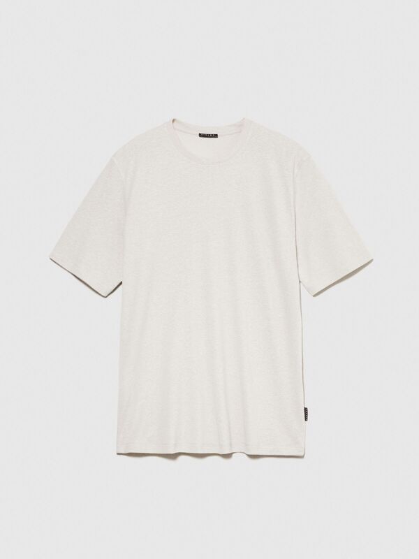 Keten Karışımlı Normal Kesim Bisiklet Yaka T-Shirt Erkek Gri T-Shirt - 324P3IYCS103T