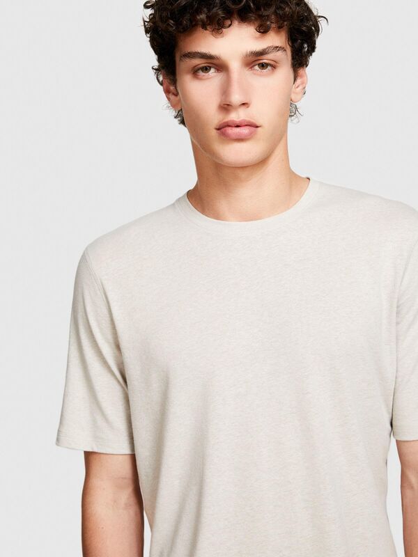 Keten Karışımlı Normal Kesim Bisiklet Yaka T-Shirt Erkek Gri T-Shirt - 324P3IYCS103T