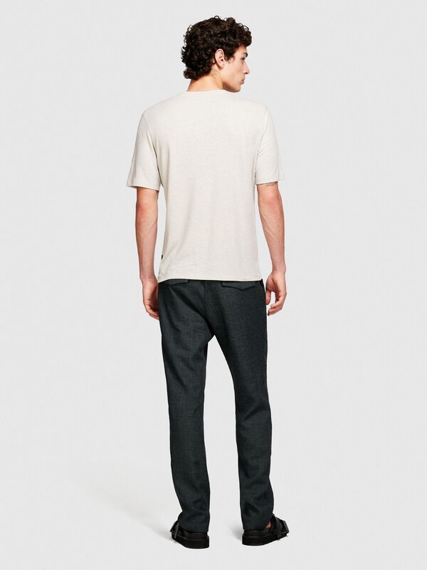 Keten Karışımlı Normal Kesim Bisiklet Yaka T-Shirt Erkek Gri T-Shirt - 324P3IYCS103T