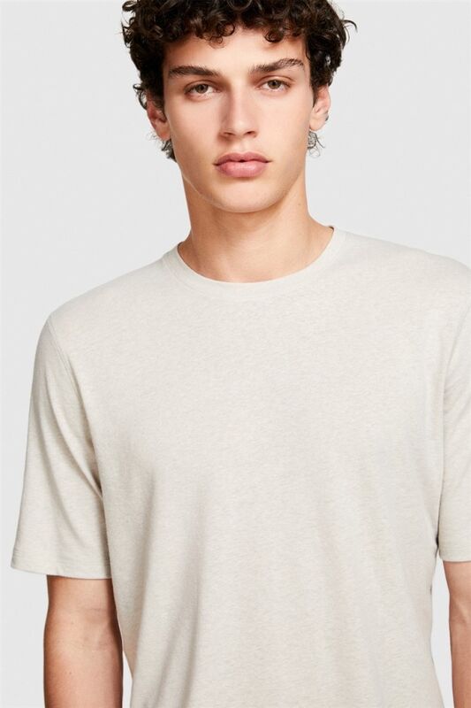 Keten Karışımlı Normal Kesim Bisiklet Yaka T-Shirt Erkek Gri T-Shirt - 324P3IYCS103T