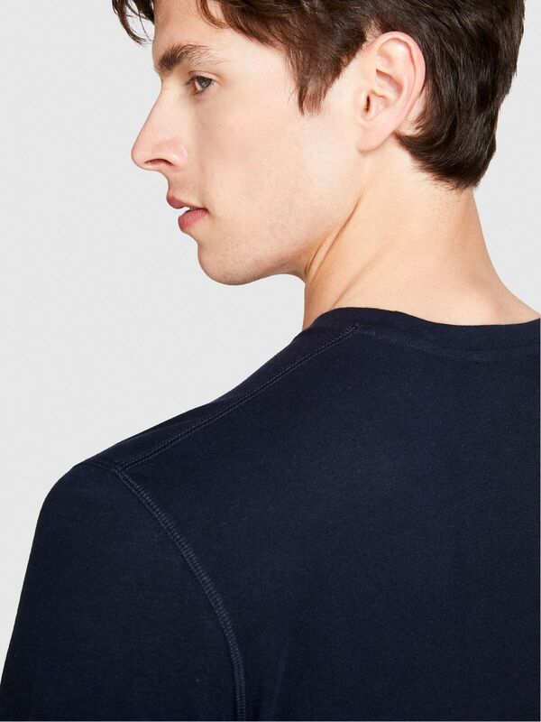 Keten Karışımlı Normal Kesim Bisiklet Yaka T-Shirt Erkek Lacivert T-Shirt - 324P3IYCS103T