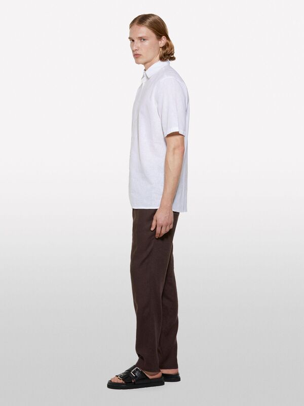 Sisley - Keten Karışımlı Regular Fit Kısa Kollu Gömlek Erkek Beyaz Gömlek - 325P51FCSQ03K Sisley - Keten Karışımlı Regular Fit Kısa Kollu Gömlek Erkek Beyaz Gömlek - 325P51FCSQ03K