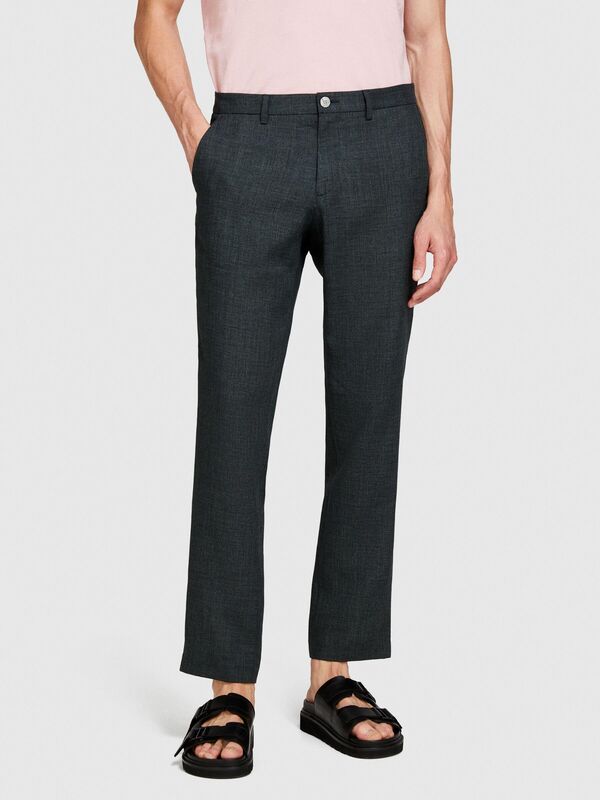 Keten Karışımlı Slim Confort Fit Pantolon Erkek Siyah Mix Pantolon - 324P434XSF04A