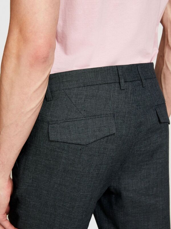 Keten Karışımlı Slim Confort Fit Pantolon Erkek Siyah Mix Pantolon - 324P434XSF04A