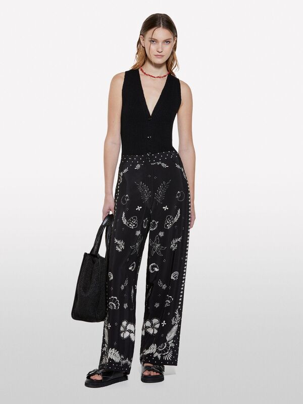 Keten Karışımlı Slim Fit Triko Yelek Kadın Siyah Yelek - 325P105GM602J