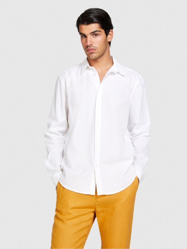 Keten Pamuk Karışımlı Slim Fit Gömlek Erkek Beyaz Gömlek - 324P59A2SQ03G Keten Pamuk Karışımlı Slim Fit Gömlek Erkek Beyaz Gömlek - 324P59A2SQ03G