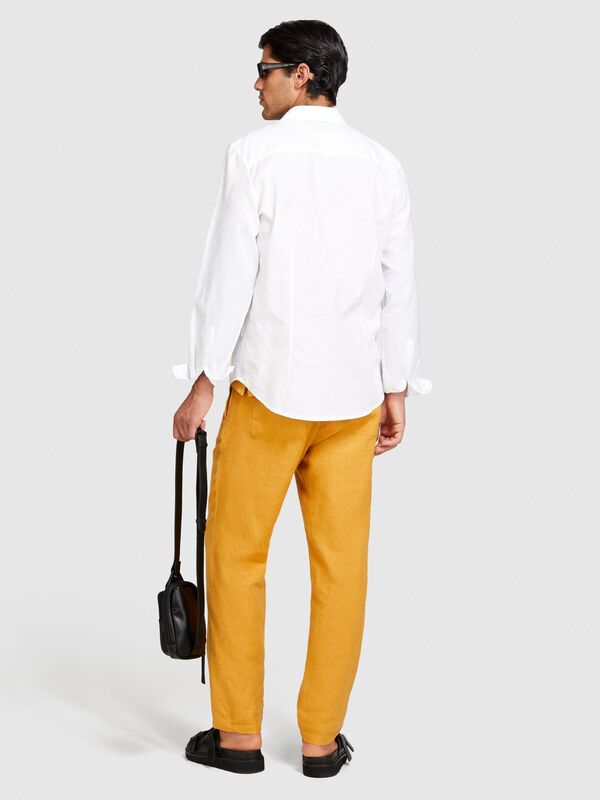 Keten Pamuk Karışımlı Slim Fit Gömlek Erkek Beyaz Gömlek - 324P59A2SQ03G Keten Pamuk Karışımlı Slim Fit Gömlek Erkek Beyaz Gömlek - 324P59A2SQ03G