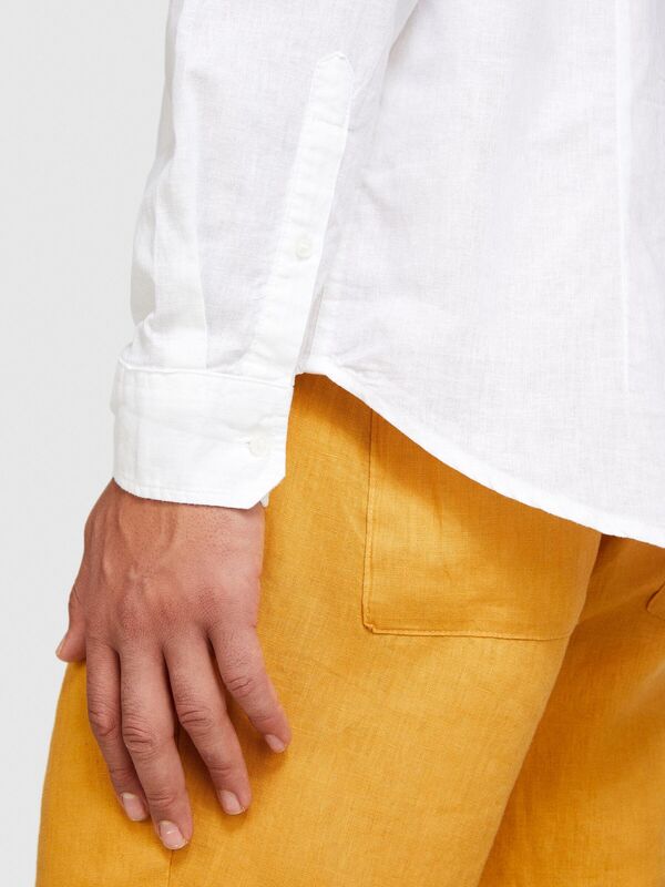 Keten Pamuk Karışımlı Slim Fit Gömlek Erkek Beyaz Gömlek - 324P59A2SQ03G Keten Pamuk Karışımlı Slim Fit Gömlek Erkek Beyaz Gömlek - 324P59A2SQ03G