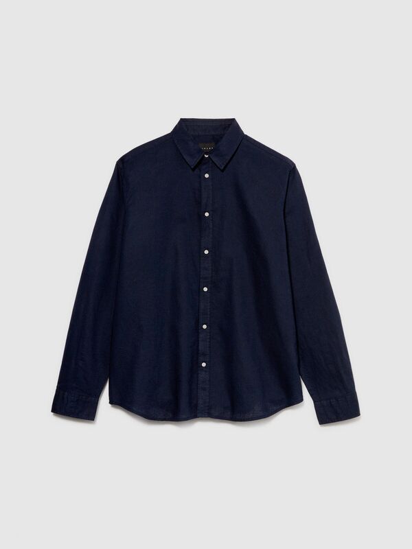 Keten Pamuk Karışımlı Slim Fit Gömlek Erkek Lacivert Gömlek - 324P59A2SQ03G Keten Pamuk Karışımlı Slim Fit Gömlek Erkek Lacivert Gömlek - 324P59A2SQ03G