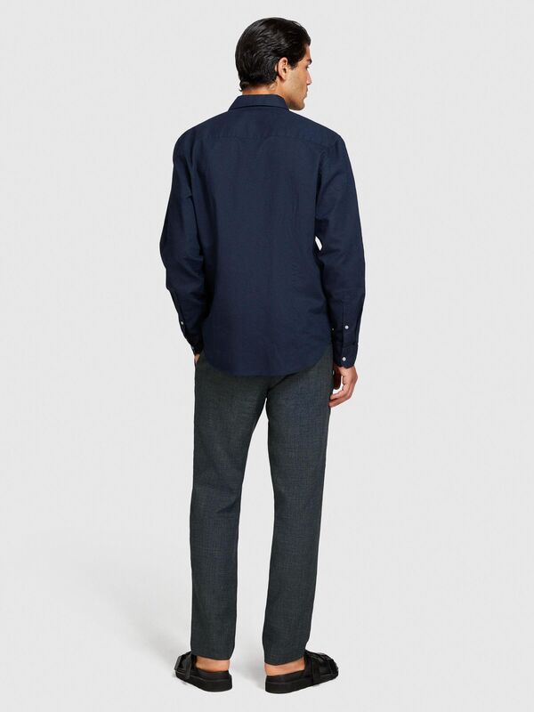 Keten Pamuk Karışımlı Slim Fit Gömlek Erkek Lacivert Gömlek - 324P59A2SQ03G Keten Pamuk Karışımlı Slim Fit Gömlek Erkek Lacivert Gömlek - 324P59A2SQ03G
