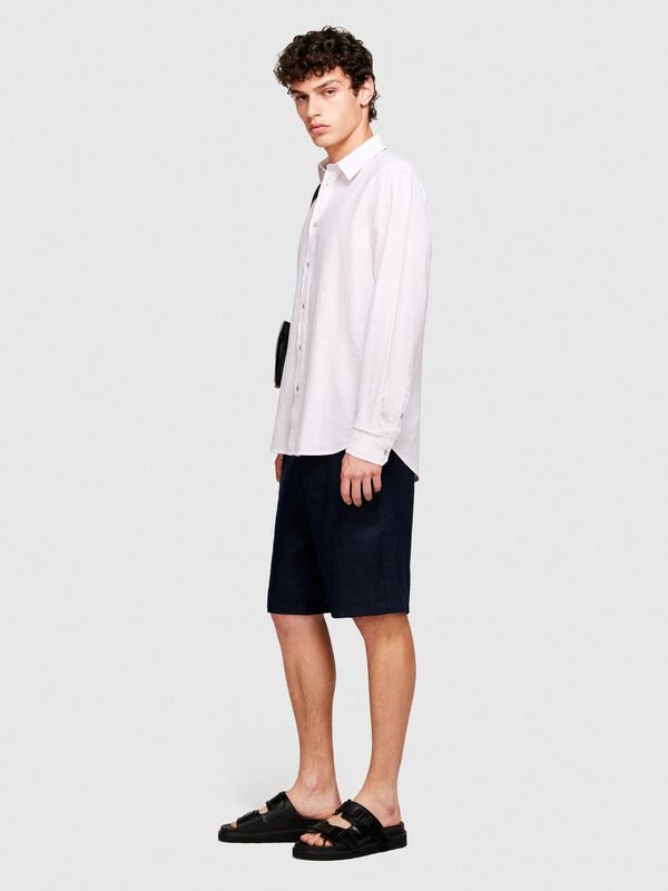 Sisley - Keten Pamuk Karışımlı Slim Fit Gömlek Erkek Mix Gömlek - 324P59A2SQ03G