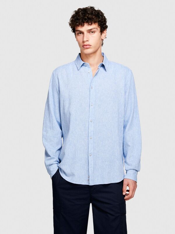 Keten Pamuk Karışımlı Slim Fit Gömlek Erkek Yeşil Gömlek - 324P59A2SQ03G