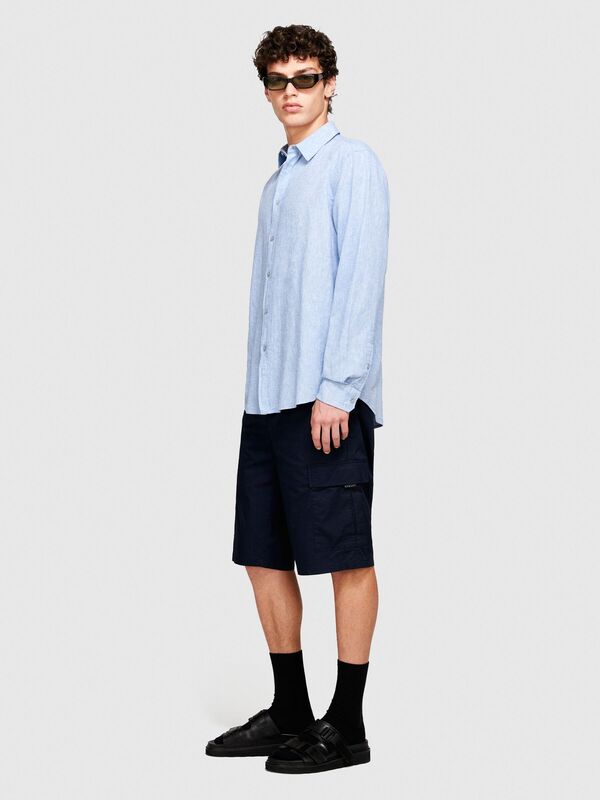 Keten Pamuk Karışımlı Slim Fit Gömlek Erkek Yeşil Gömlek - 324P59A2SQ03G