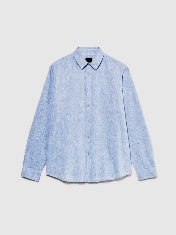 Keten Pamuk Karışımlı Slim Fit Gömlek Erkek Yeşil Gömlek - 324P59A2SQ03G