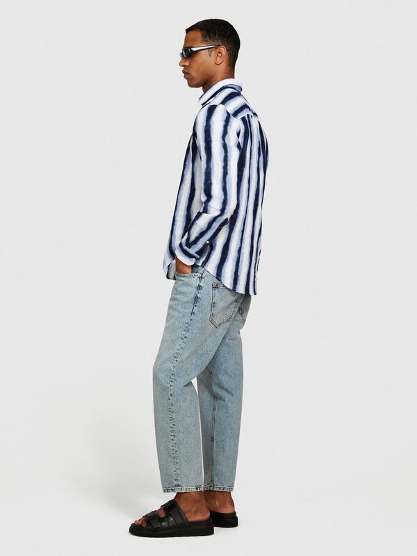 Keten Pamuk Karışımlı Tamamı Desenli Slim Fit Gömlek Erkek Siyah Mix Gömlek - 324P57BXSQ03M