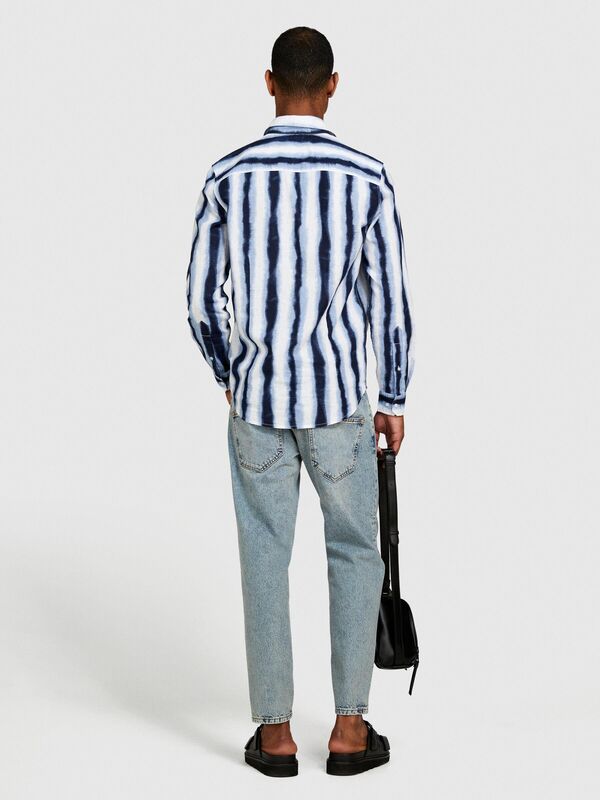 Keten Pamuk Karışımlı Tamamı Desenli Slim Fit Gömlek Erkek Siyah Gömlek - 324P57BXSQ03M