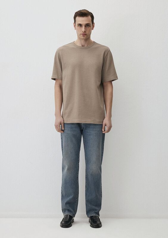 KISA KOL TİŞÖRT Erkek Bej Basic T-Shirt - M0611903