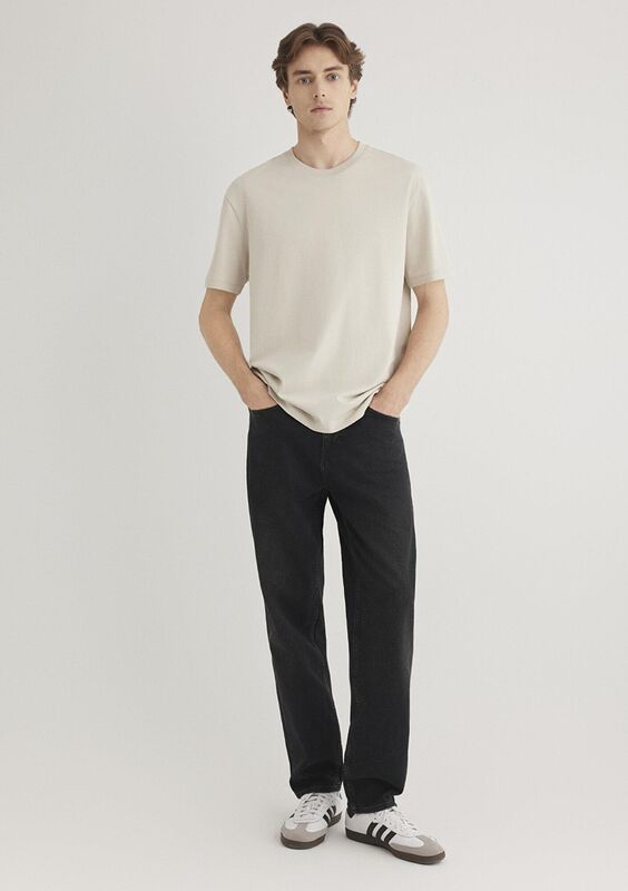 KISA KOL TİŞÖRT Erkek Bej Basic T-Shirt - M066249