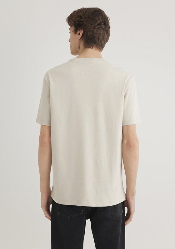 KISA KOL TİŞÖRT Erkek Bej Basic T-Shirt - M066249