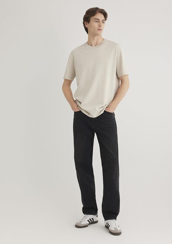 KISA KOL TİŞÖRT Erkek Bej Basic T-Shirt - M066249