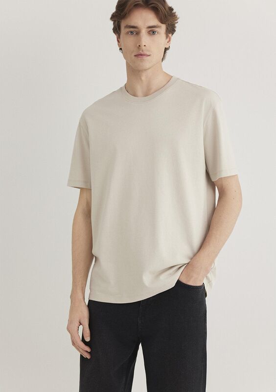 KISA KOL TİŞÖRT Erkek Bej T-Shirt - M066249