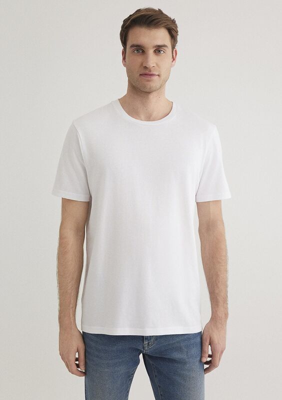 KISA KOL TİŞÖRT Erkek Beyaz Basic T-Shirt - M066483 KISA KOL TİŞÖRT Erkek Beyaz Basic T-Shirt - M066483