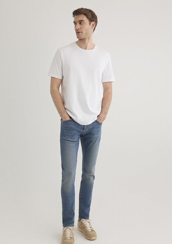 KISA KOL TİŞÖRT Erkek Beyaz Basic T-Shirt - M066483