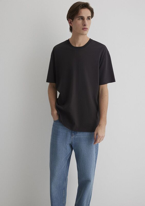 KISA KOL TİŞÖRT Erkek Kahverengi Basic T-Shirt - M066249