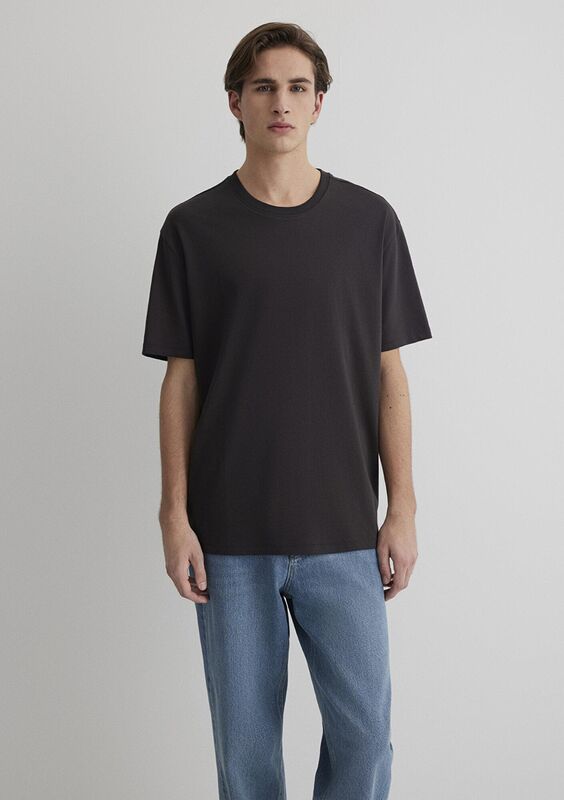 KISA KOL TİŞÖRT Erkek Kahverengi Basic T-Shirt - M066249