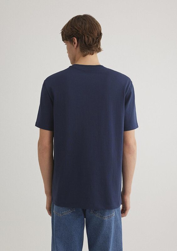 KISA KOL TİŞÖRT Erkek Koyu Mavi Basic T-Shirt - M066249