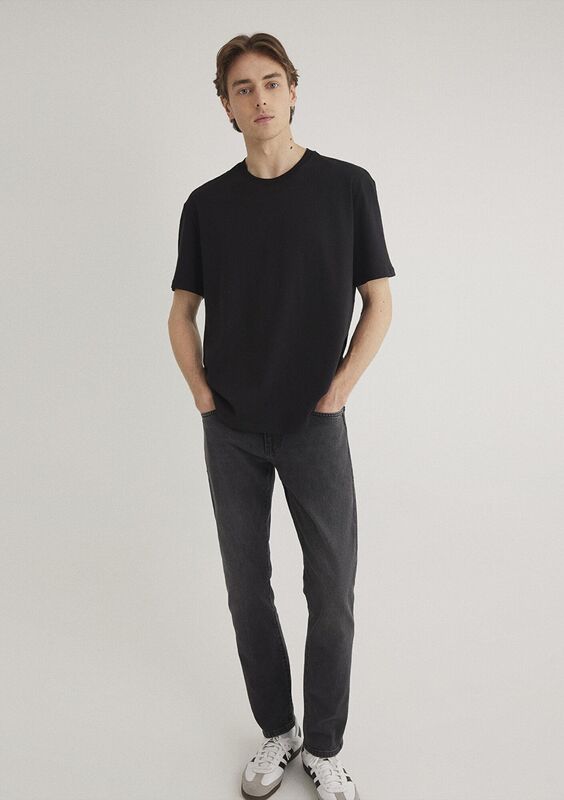 KISA KOL TİŞÖRT Erkek Siyah Basic T-Shirt - M066249
