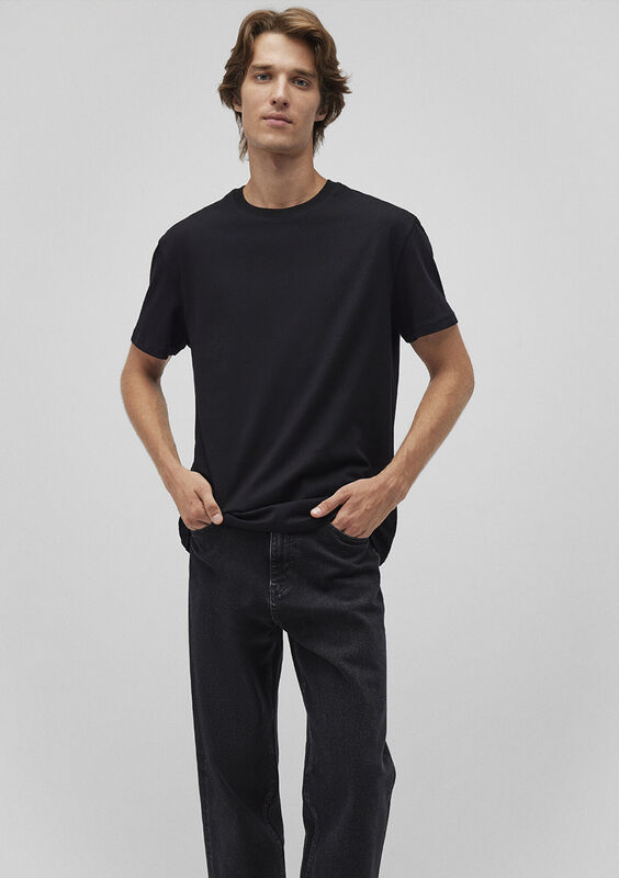 KISA KOL TİŞÖRT Erkek Siyah T-Shirt - M066249