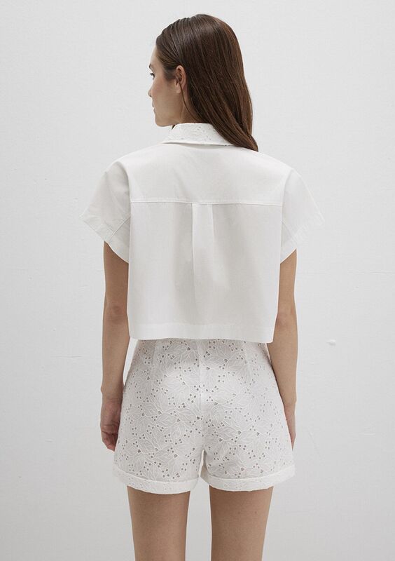 KISA KOLLU DOKUMA GÖMLEK Kadın Beyaz KK Gömlek - M1211170