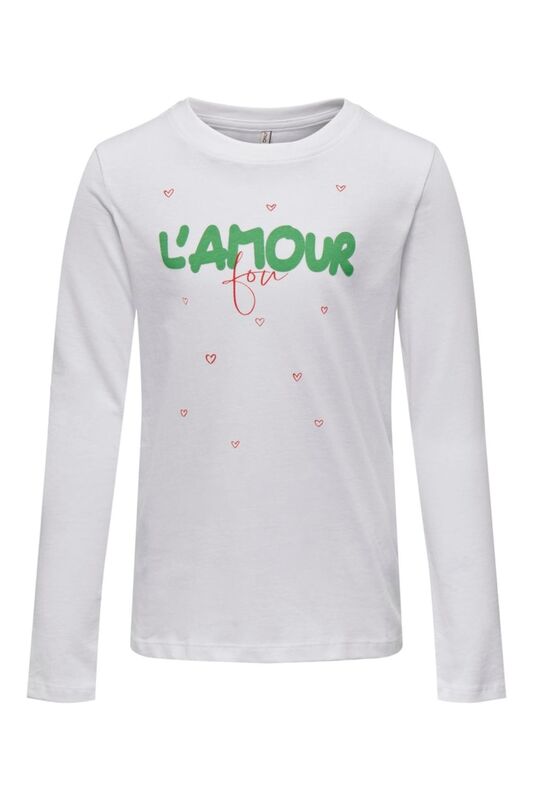 Only - KOGMARIE REG L/S HEART TOP BOX JRS Kız Çocuk Beyaz T-Shirt - 15303581