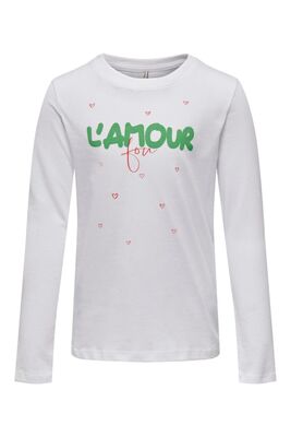 Only - KOGMARIE REG L/S HEART TOP BOX JRS Kız Çocuk Beyaz T-Shirt - 15303581