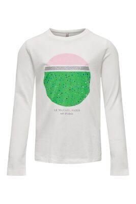 Only - KOGNAJA REG L/S BELIEVE TOP BOX JRS Kız Çocuk Beyaz T-Shirt - 15303285