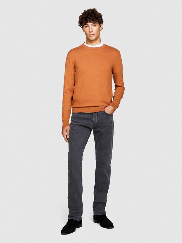 Sisley - Koton Karışımlı Bisiklet Yaka Kazak Erkek Kahverengi Kazak - 323A10F2S1C78