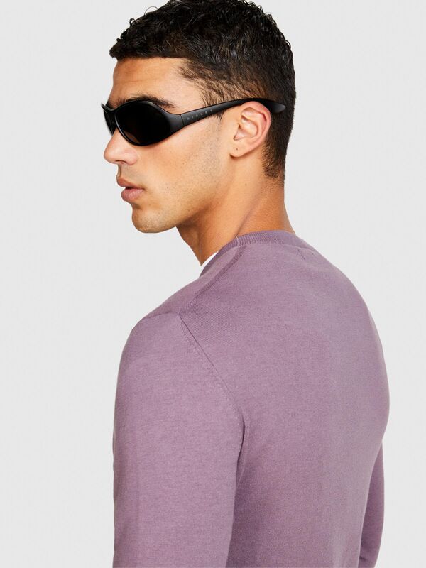 Koton Karışımlı Bisiklet Yaka Kazak Erkek Mor Kazak - 323A10F2S1C78