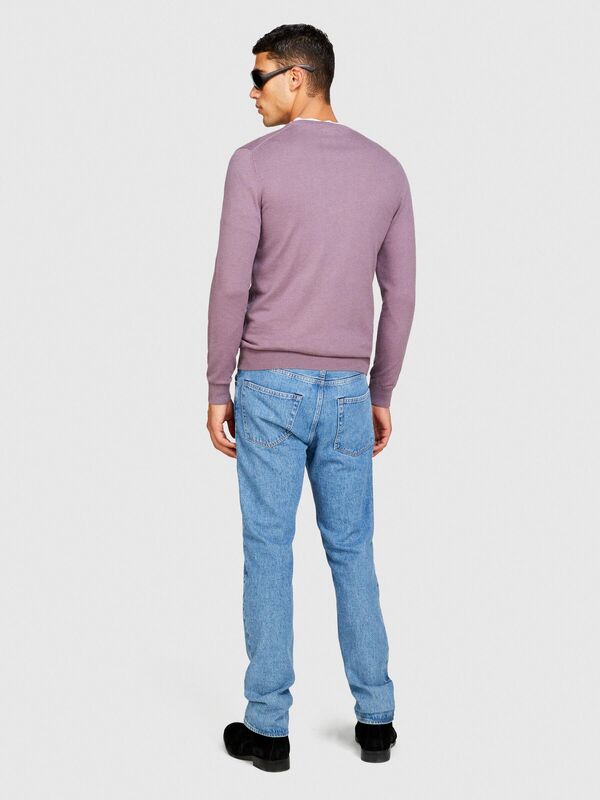 Koton Karışımlı Bisiklet Yaka Kazak Erkek Mor Kazak - 323A10F2S1C78